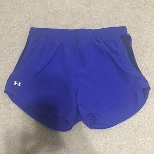 Under Armour Blue Athletic Shorts with Curved Hem and Ventilation